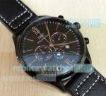 Copy IWC Portofino Watch - Black Chronograph Dial Black Leather Strap